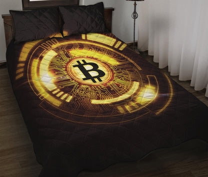 Bitcoin Crypto Symbol Print Quilt Bed Set
