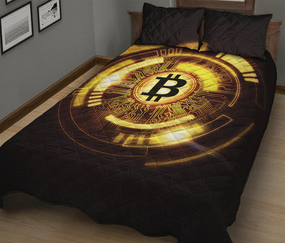 Bitcoin Crypto Symbol Print Quilt Bed Set