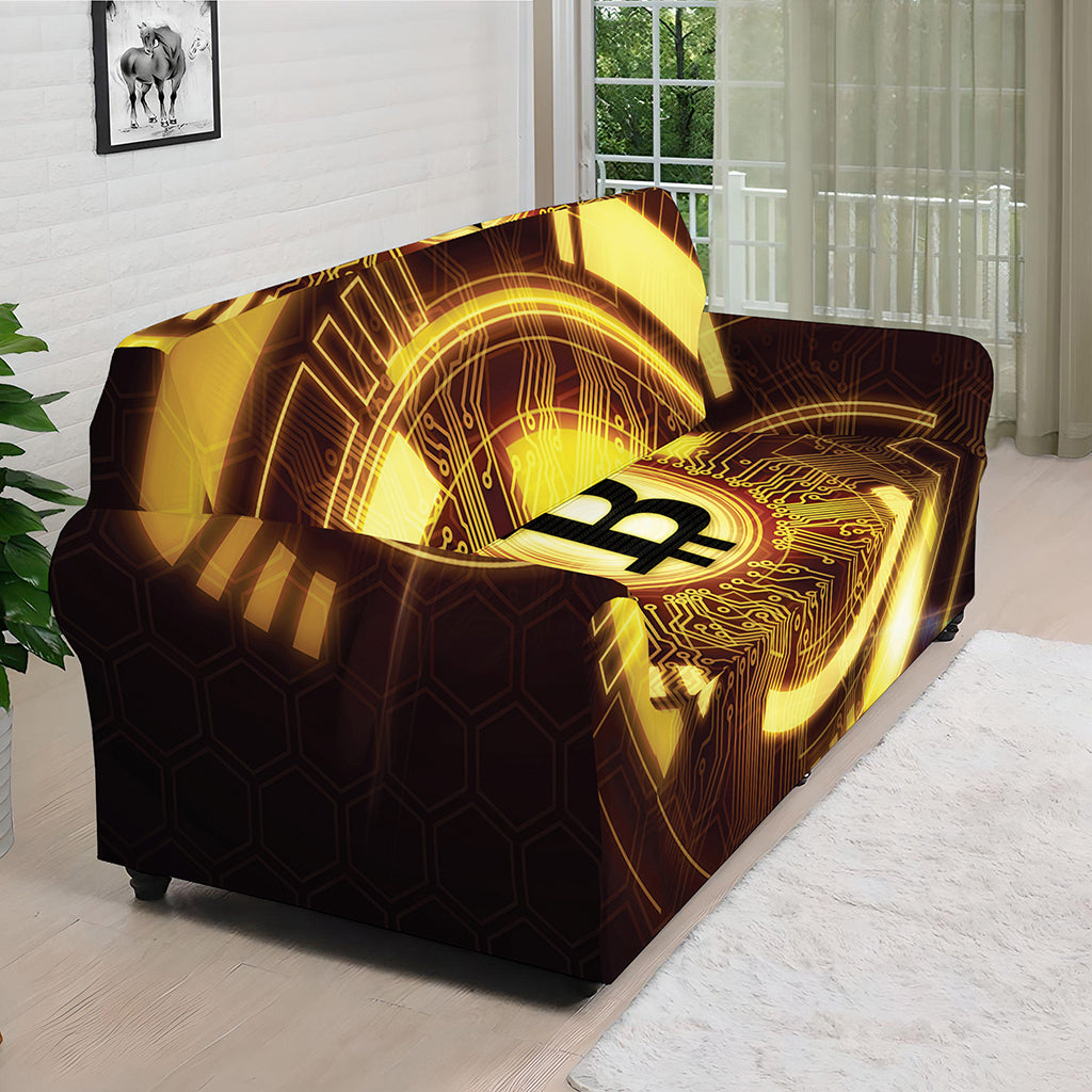 Bitcoin Crypto Symbol Print Sofa Cover