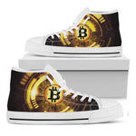 Bitcoin Crypto Symbol Print White High Top Shoes