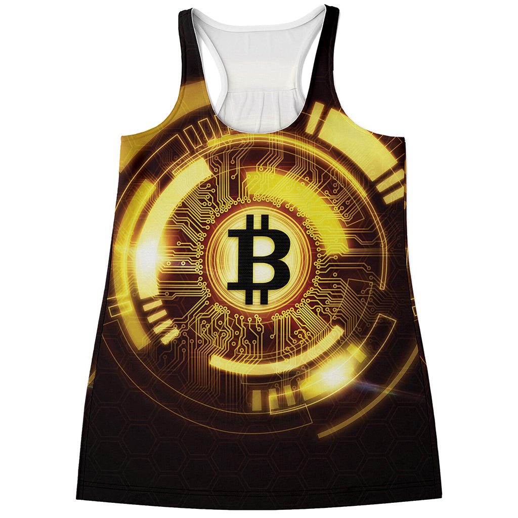 Bitcoin Crypto Symbol Print Women's Racerback Tank Top