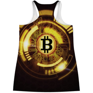 Bitcoin Crypto Symbol Print Women's Racerback Tank Top