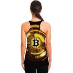 Bitcoin Crypto Symbol Print Women's Racerback Tank Top