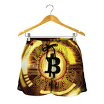 Bitcoin Crypto Symbol Print Women's Shorts