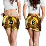Bitcoin Crypto Symbol Print Women's Shorts