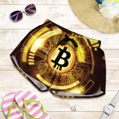 Bitcoin Crypto Symbol Print Women's Shorts