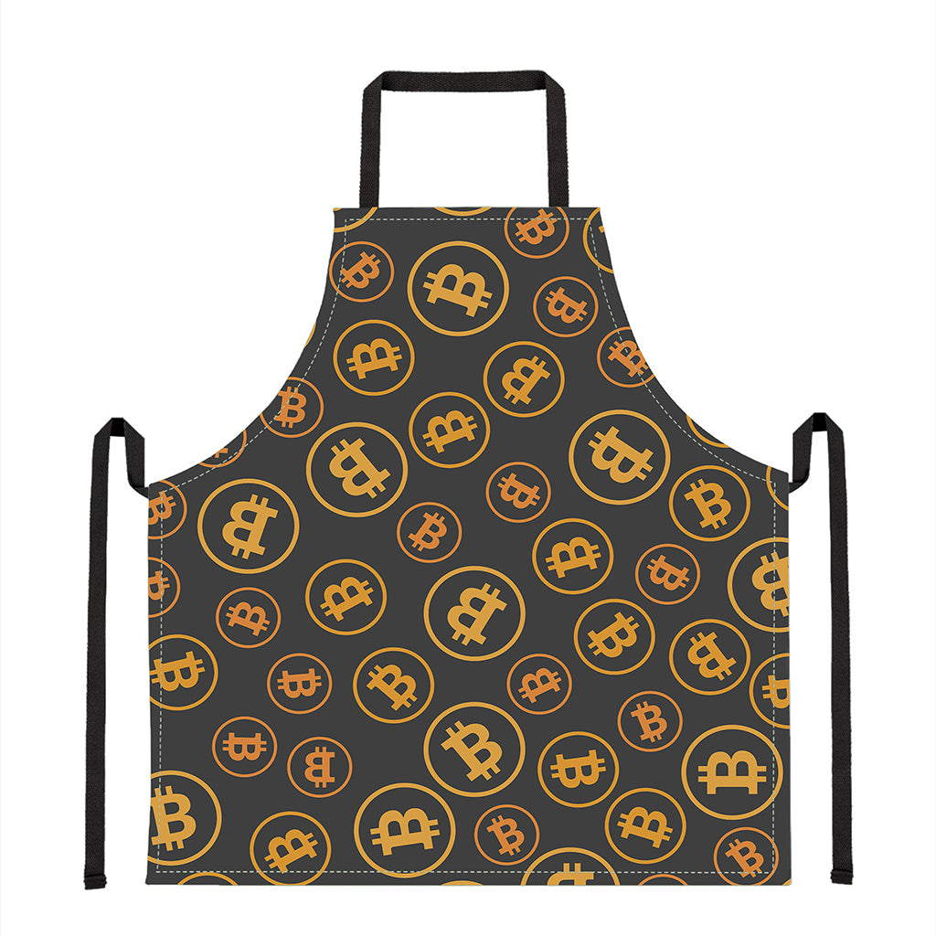 Bitcoin Cryptocurrency Pattern Print Apron