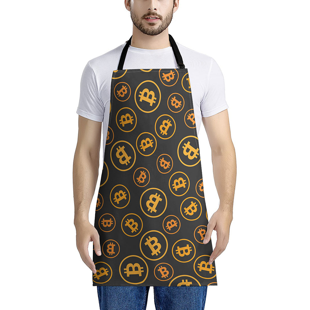 Bitcoin Cryptocurrency Pattern Print Apron