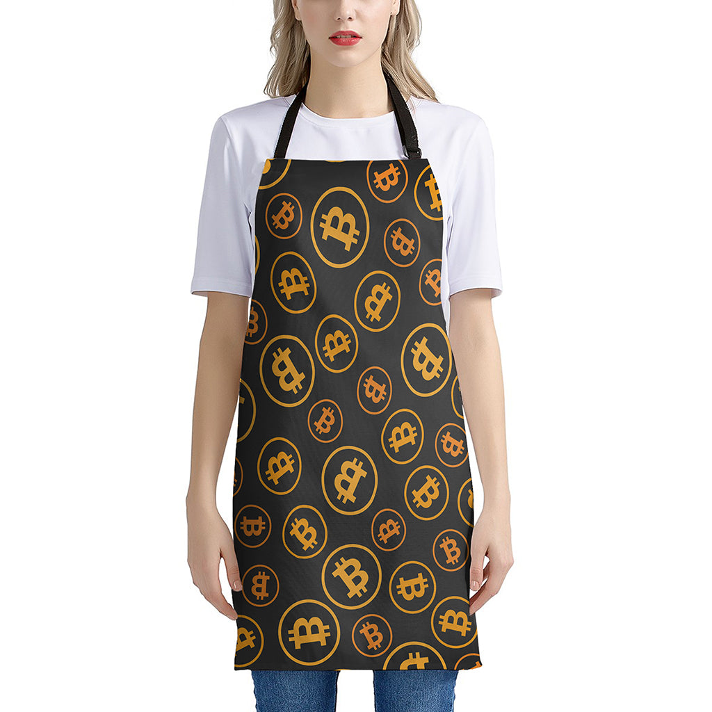 Bitcoin Cryptocurrency Pattern Print Apron