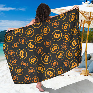 Bitcoin Cryptocurrency Pattern Print Beach Sarong Wrap