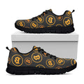 Bitcoin Cryptocurrency Pattern Print Black Running Shoes
