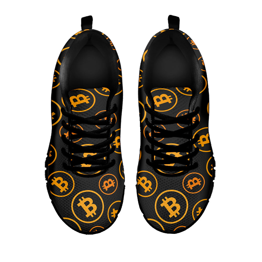 Bitcoin Cryptocurrency Pattern Print Black Sneakers