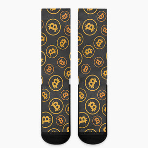 Bitcoin Cryptocurrency Pattern Print Crew Socks