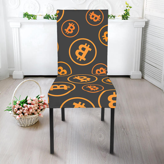 Bitcoin Cryptocurrency Pattern Print Dining Chair Slipcover