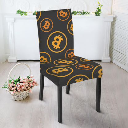 Bitcoin Cryptocurrency Pattern Print Dining Chair Slipcover