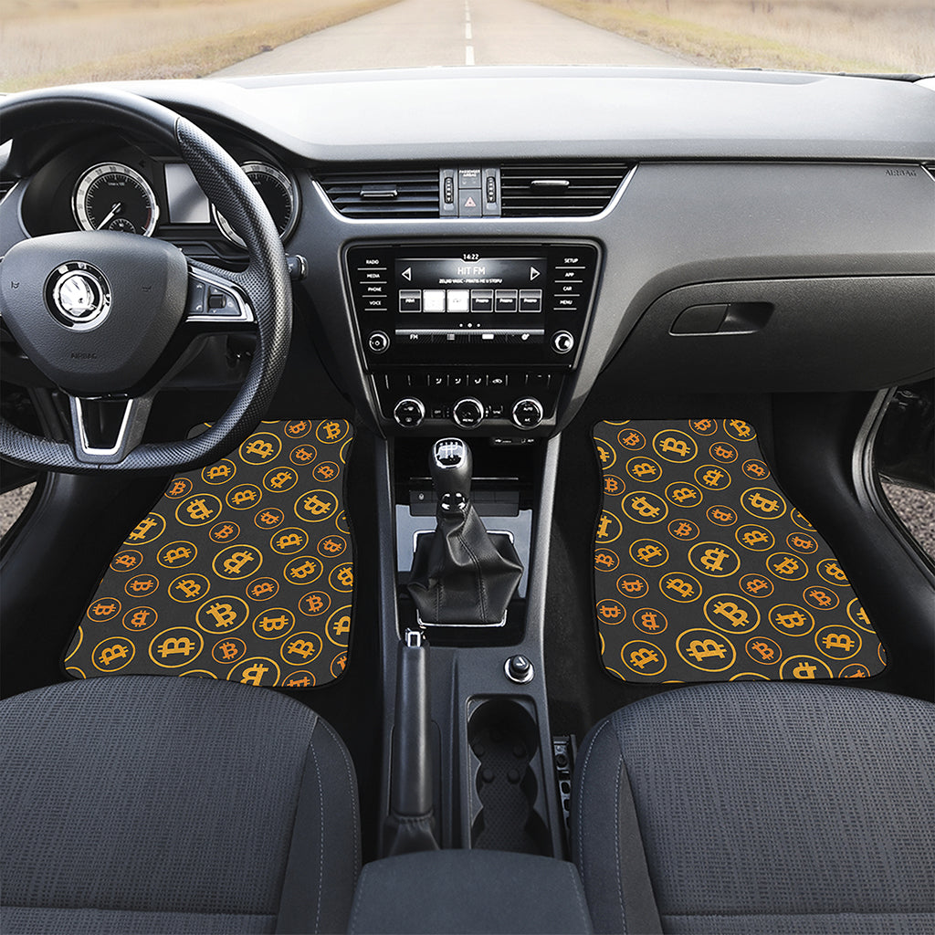 Bitcoin Cryptocurrency Pattern Print Front and Back Car Floor Mats