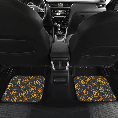 Bitcoin Cryptocurrency Pattern Print Front and Back Car Floor Mats