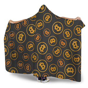 Bitcoin Cryptocurrency Pattern Print Hooded Blanket