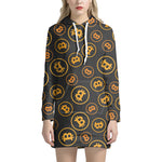 Bitcoin Cryptocurrency Pattern Print Hoodie Dress