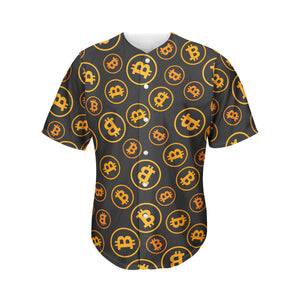 Bitcoin Cryptocurrency Pattern Print Men's Baseball Jersey