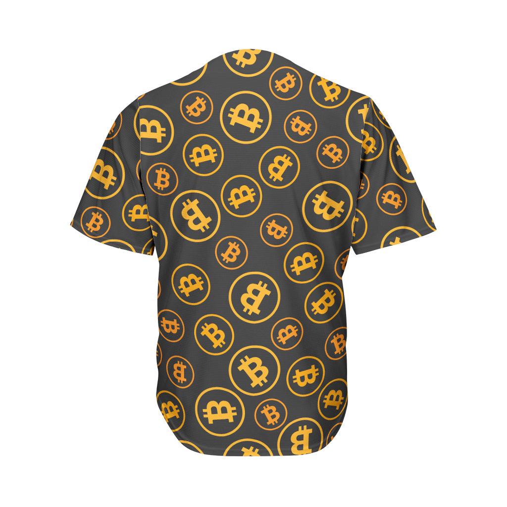 Bitcoin Cryptocurrency Pattern Print Men's Baseball Jersey