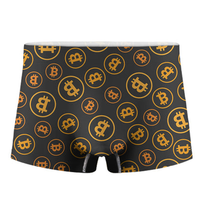 Bitcoin Cryptocurrency Pattern Print Men's Boxer Briefs