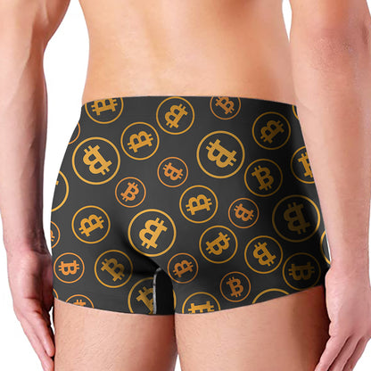 Bitcoin Cryptocurrency Pattern Print Men's Boxer Briefs