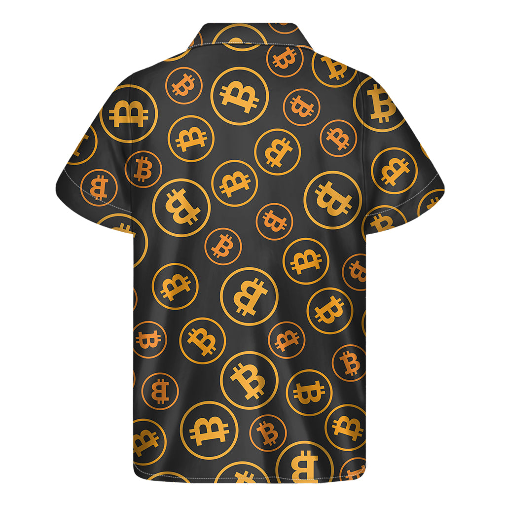 Bitcoin Cryptocurrency Pattern Print Men's Short Sleeve Shirt