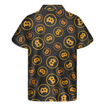 Bitcoin Cryptocurrency Pattern Print Men's Short Sleeve Shirt