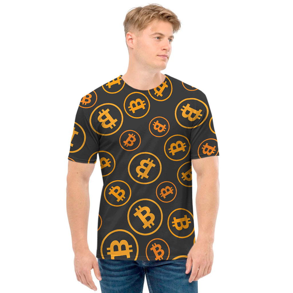 Bitcoin Cryptocurrency Pattern Print Men's T-Shirt