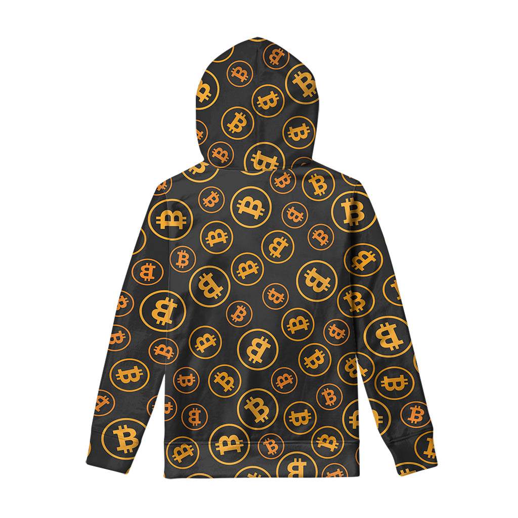 Bitcoin Cryptocurrency Pattern Print Pullover Hoodie