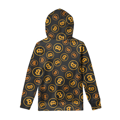 Bitcoin Cryptocurrency Pattern Print Pullover Hoodie