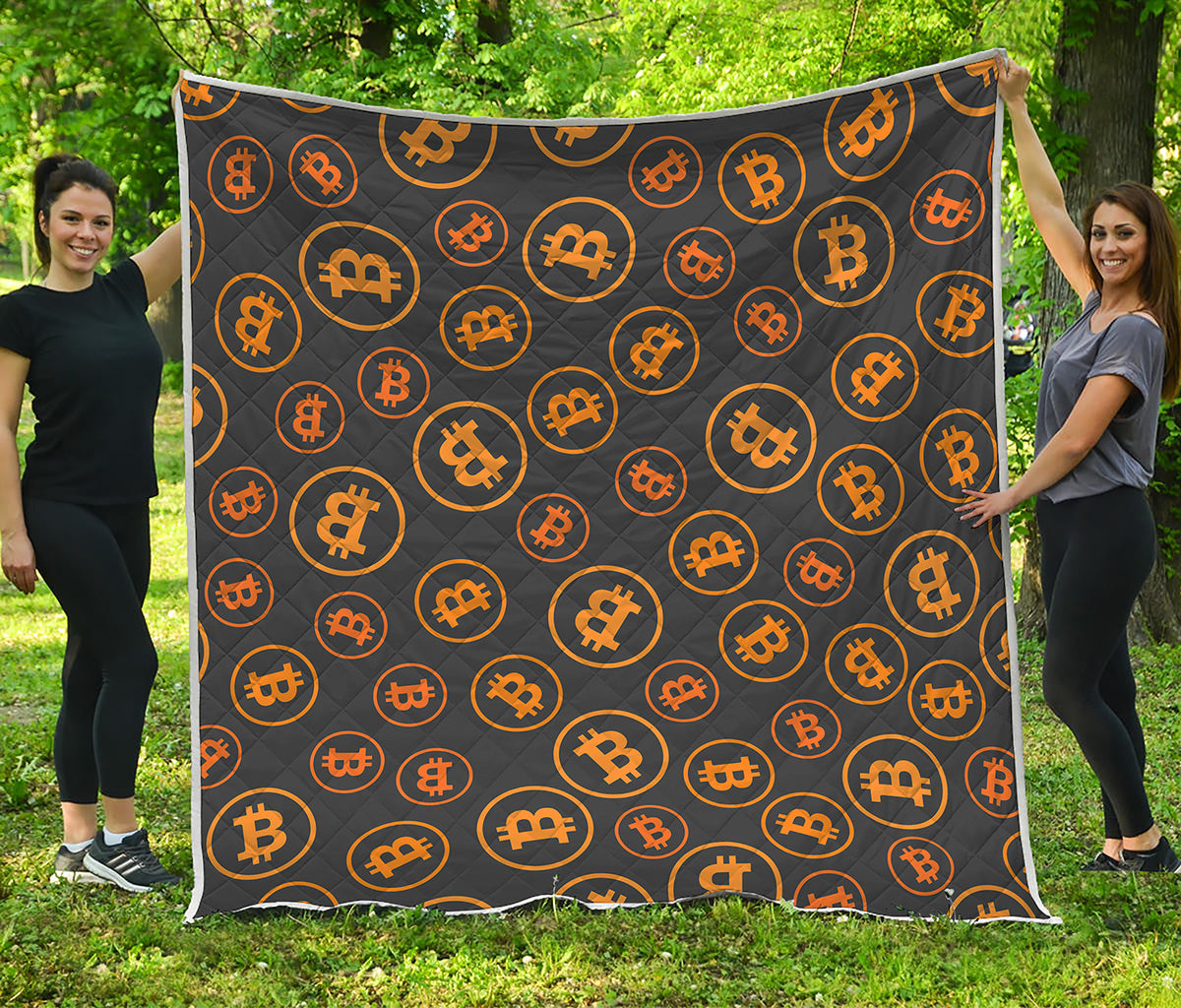 Bitcoin Cryptocurrency Pattern Print Quilt