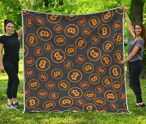 Bitcoin Cryptocurrency Pattern Print Quilt