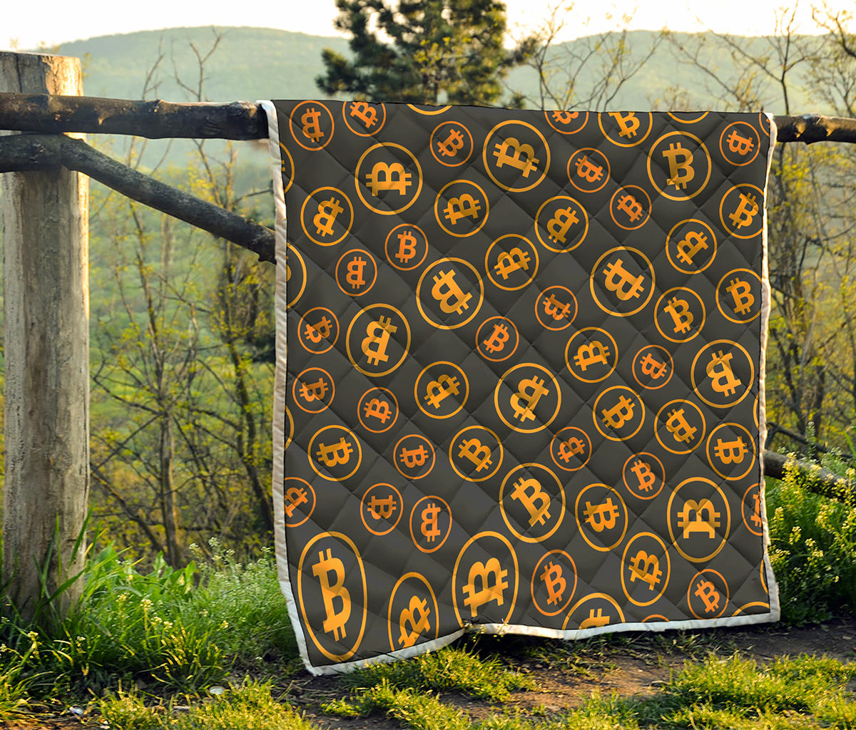 Bitcoin Cryptocurrency Pattern Print Quilt