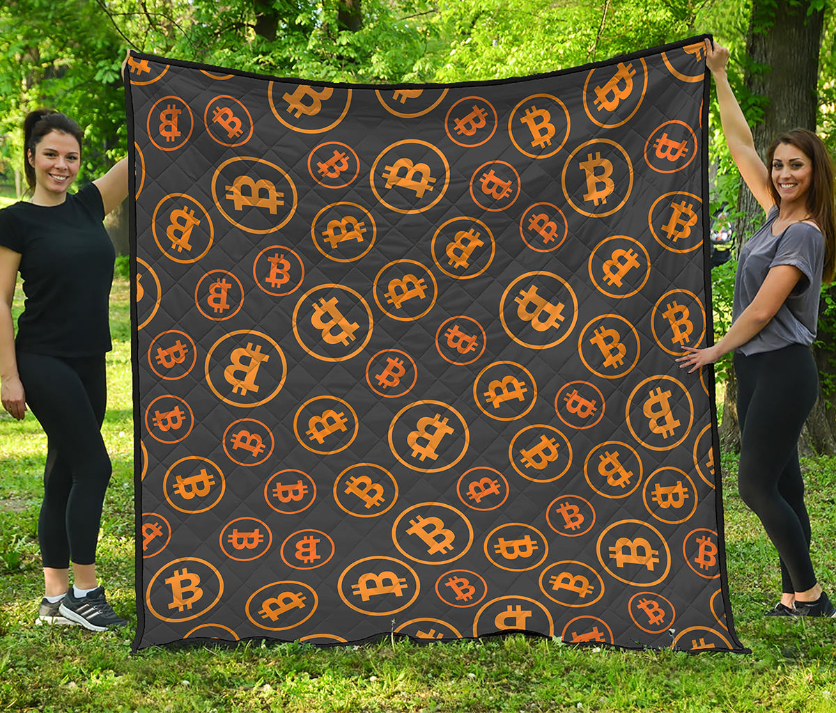 Bitcoin Cryptocurrency Pattern Print Quilt