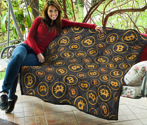 Bitcoin Cryptocurrency Pattern Print Quilt