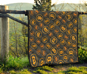 Bitcoin Cryptocurrency Pattern Print Quilt