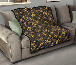 Bitcoin Cryptocurrency Pattern Print Quilt