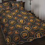 Bitcoin Cryptocurrency Pattern Print Quilt Bed Set