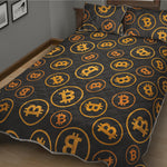 Bitcoin Cryptocurrency Pattern Print Quilt Bed Set