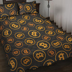 Bitcoin Cryptocurrency Pattern Print Quilt Bed Set