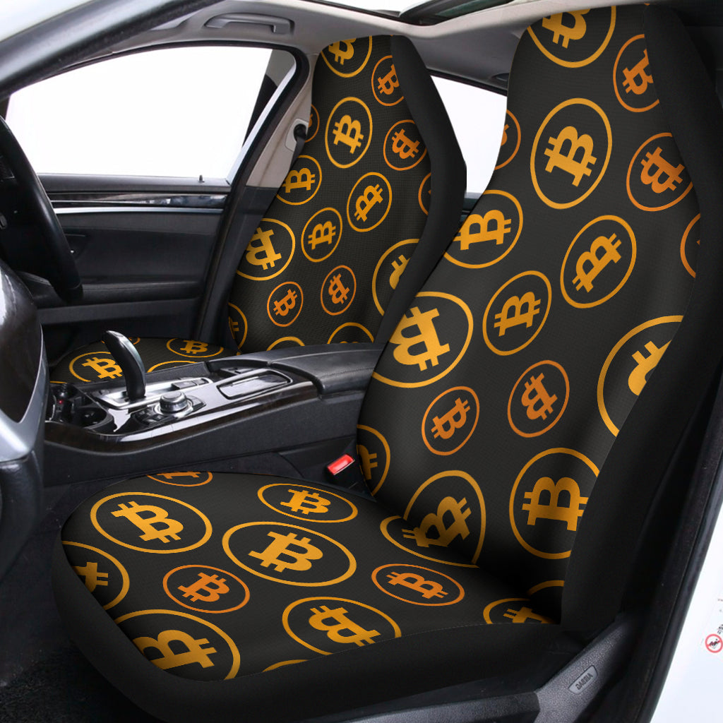 Bitcoin Cryptocurrency Pattern Print Universal Fit Car Seat Covers