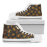 Bitcoin Cryptocurrency Pattern Print White High Top Shoes