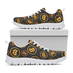 Bitcoin Cryptocurrency Pattern Print White Sneakers