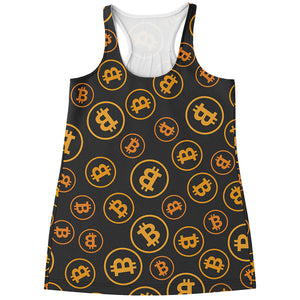 Bitcoin Cryptocurrency Pattern Print Women's Racerback Tank Top