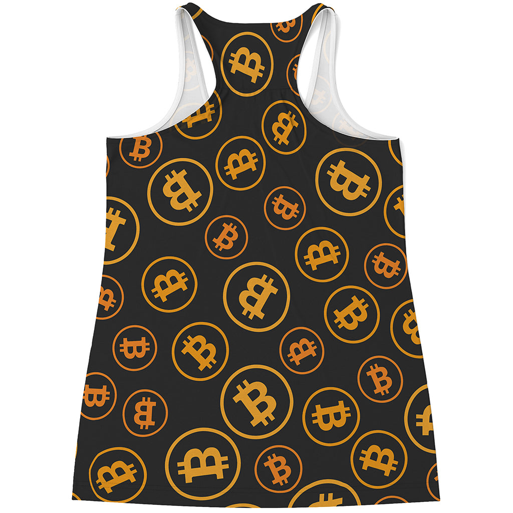 Bitcoin Cryptocurrency Pattern Print Women's Racerback Tank Top