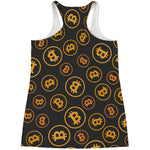 Bitcoin Cryptocurrency Pattern Print Women's Racerback Tank Top