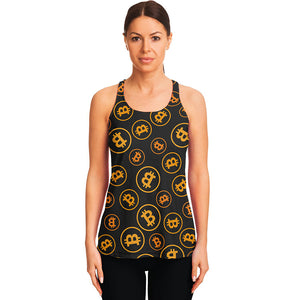 Bitcoin Cryptocurrency Pattern Print Women's Racerback Tank Top