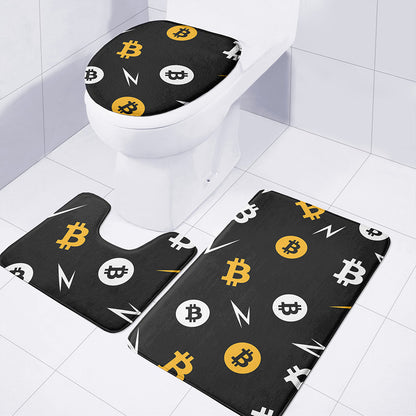 Bitcoin Symbol Pattern Print 3 Piece Bath Mat Set